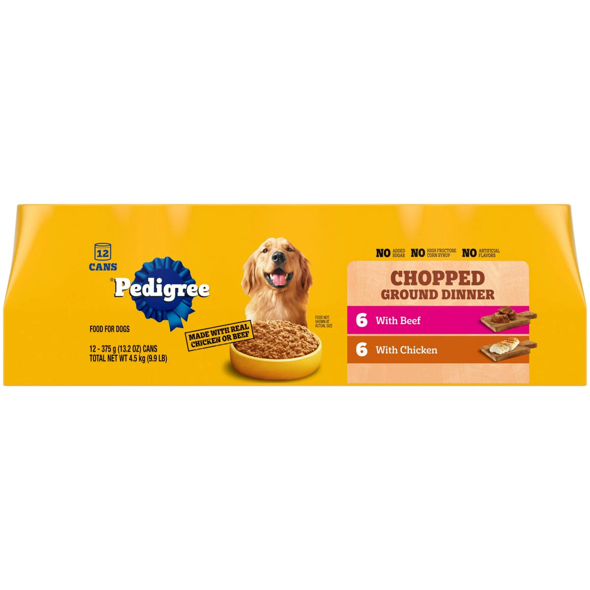 Pedigree Chopped Ground Dinner Chicken & Beef Variety Pack Wet Dog Food, 13.2 Oz. Cans 12 Pack