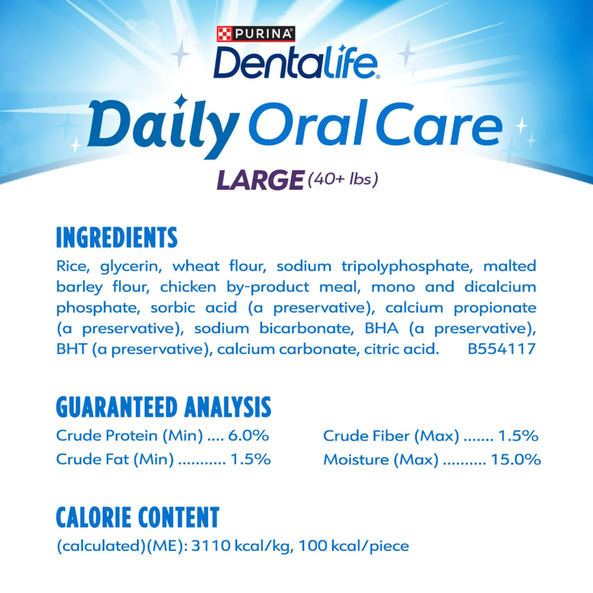 Purina DentaLife Daily Oral Care Large Dog Dental Treats with Chicken, 20.7 oz Pouch (18 Count)
