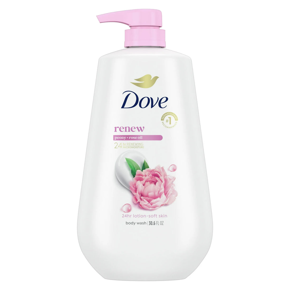 Dove Body Wash for Women Moisturizing Renew Peony & Rose Oil Cleanser All Skin, 30.6 oz with