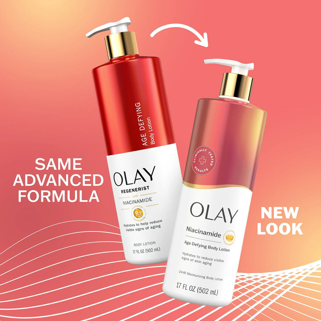 Olay Age Defying Body Lotion for Women, Niacinamide, 17 fl Oz.