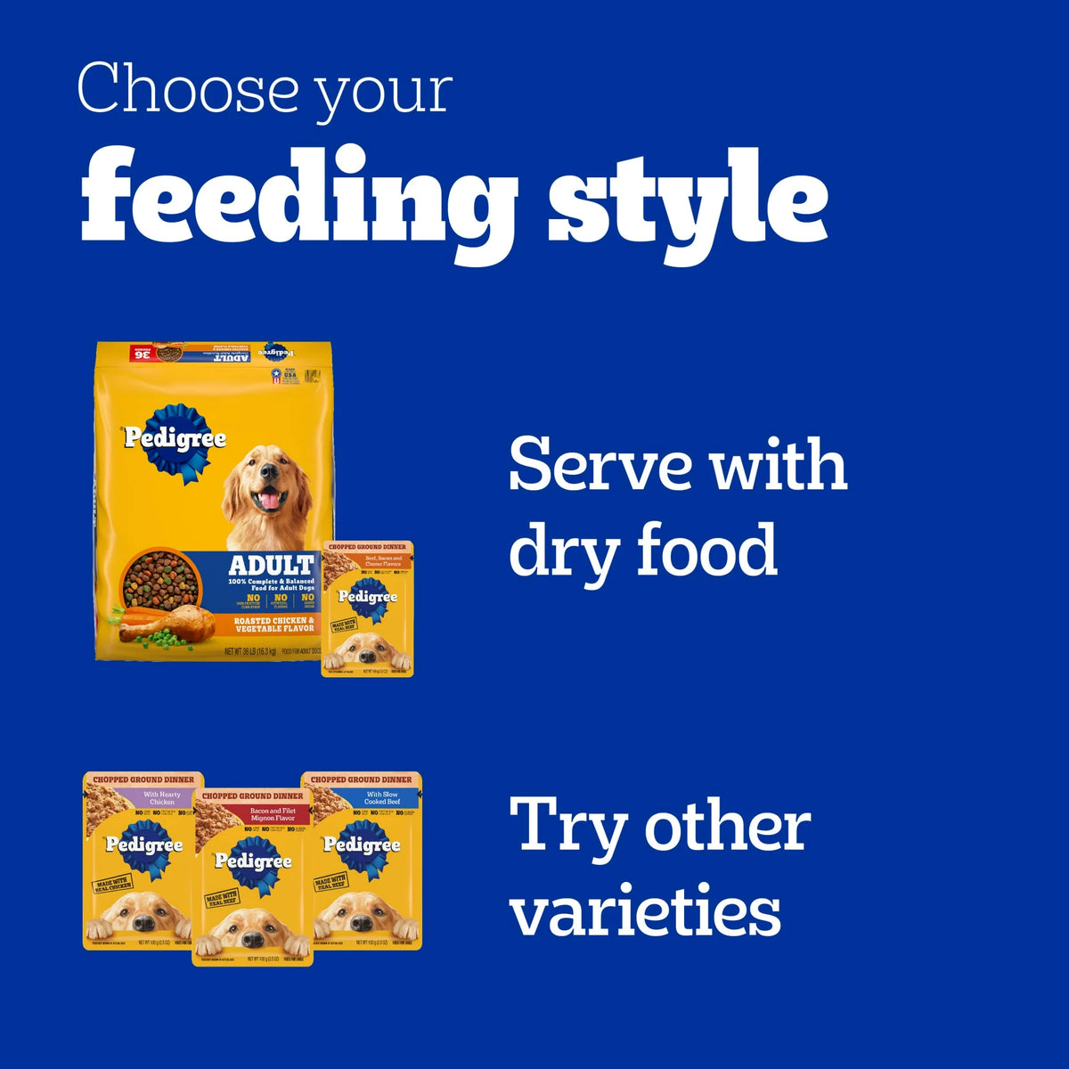 Pedigree Chopped Ground Dinner Adult Wet Dog Food Cheese Variety Pack, 3.5 Oz. Pouches (18 Pack)