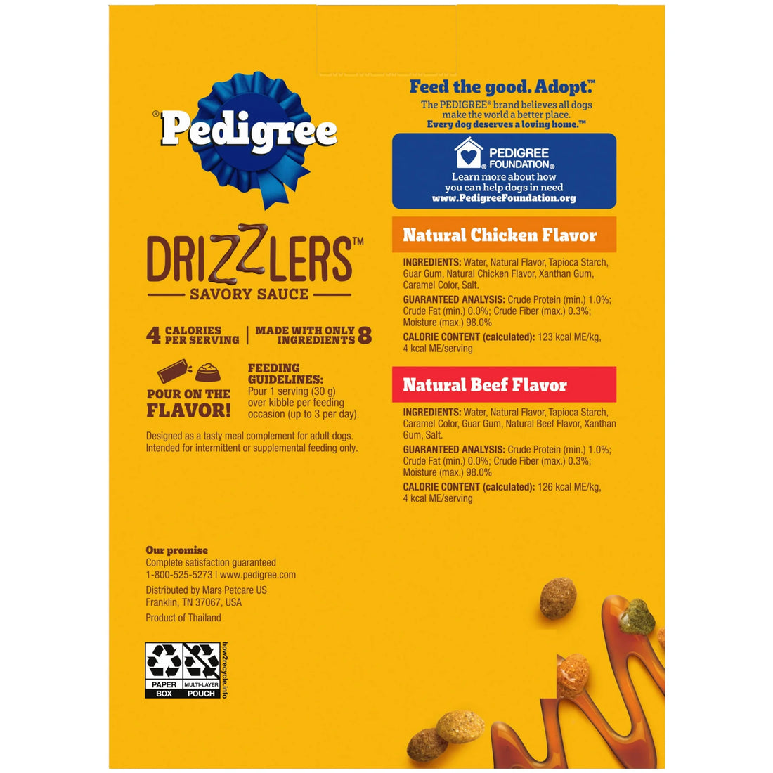 Pedigree Drizzlers Savory Sauce Multipack Wet Dog, 2.1 Oz Twin Pouches, 8-Pack