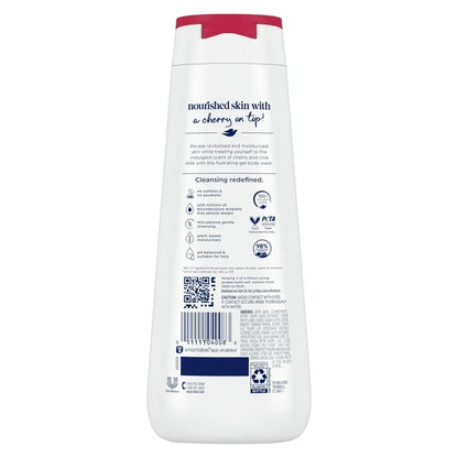 Dove Body Wash for Women Moisturizing Revitalize Cherry &amp; Chia Milk Cleanser, 20 oz