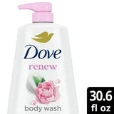 Dove Body Wash for Women Moisturizing Renew Peony & Rose Oil Cleanser All Skin, 30.6 oz with