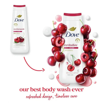 Dove Body Wash for Women Moisturizing Revitalize Cherry &amp; Chia Milk Cleanser, 20 oz