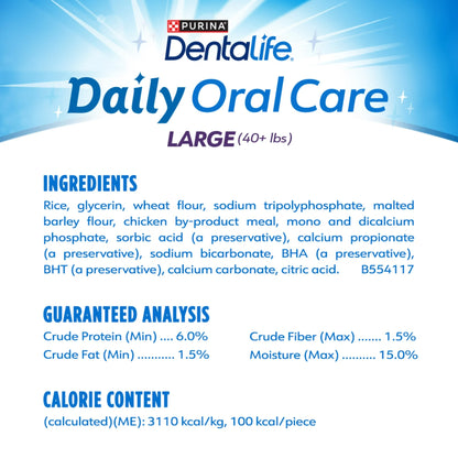 Purina DentaLife Daily Oral Care Large Dog Dental Treats with Chicken, 20.7 oz Pouch (18 Count)