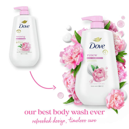 Dove Body Wash for Women Moisturizing Renew Peony &amp; Rose Oil Cleanser All Skin, 30.6 oz with