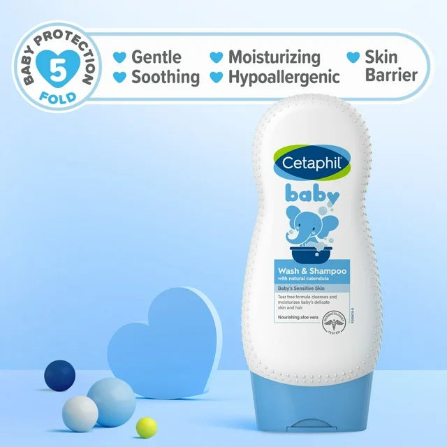 Cetaphil Baby Moisturizing Aloevera Body Wash and Shampoo, Organic Calendula, 7.8 fl oz
