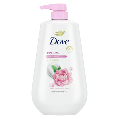 Dove Body Wash for Women Moisturizing Renew Peony &amp; Rose Oil Cleanser All Skin, 30.6 oz with