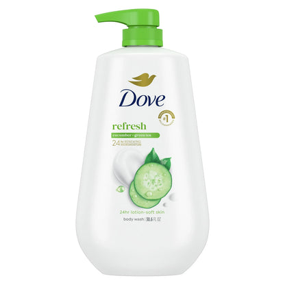 Dove Body Wash for Women Moisturizing with Pump Refresh Cucumber and Green Tea with No Sulfates No Parabens 30.6 oz