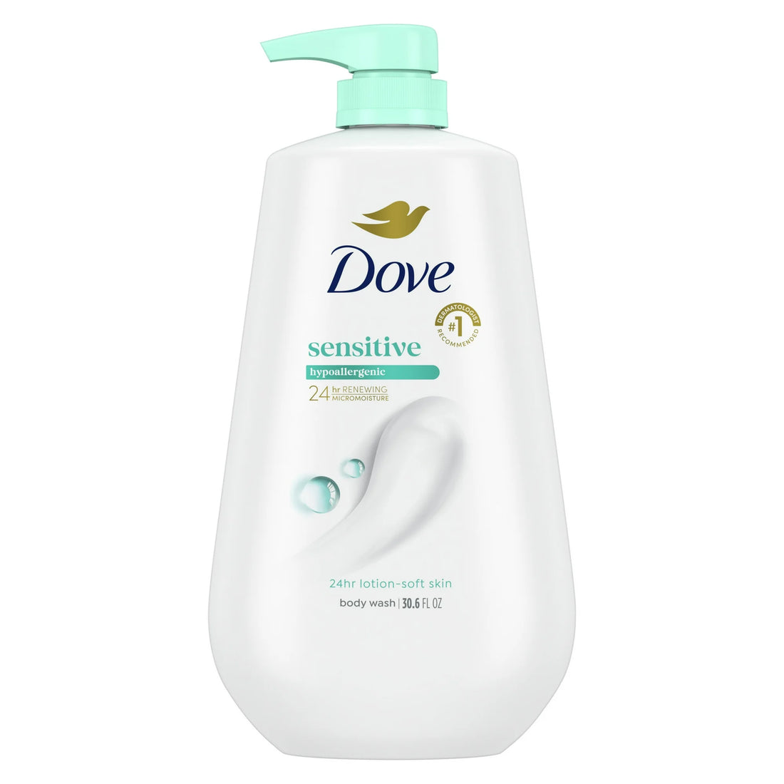 Dove Moisturizing Liquid Body Wash for Women Sensitive Skin Hypoallergenic, 30.6 oz with Pump
