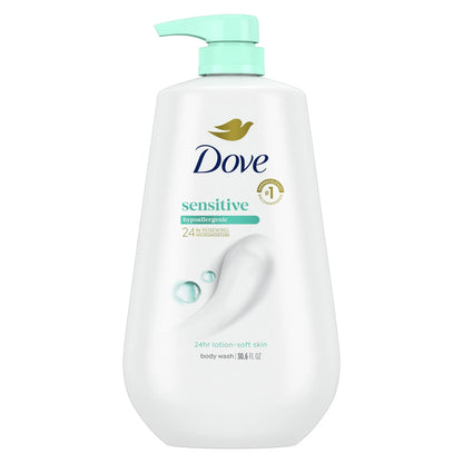 Dove Moisturizing Liquid Body Wash for Women Sensitive Skin Hypoallergenic, 30.6 oz with Pump