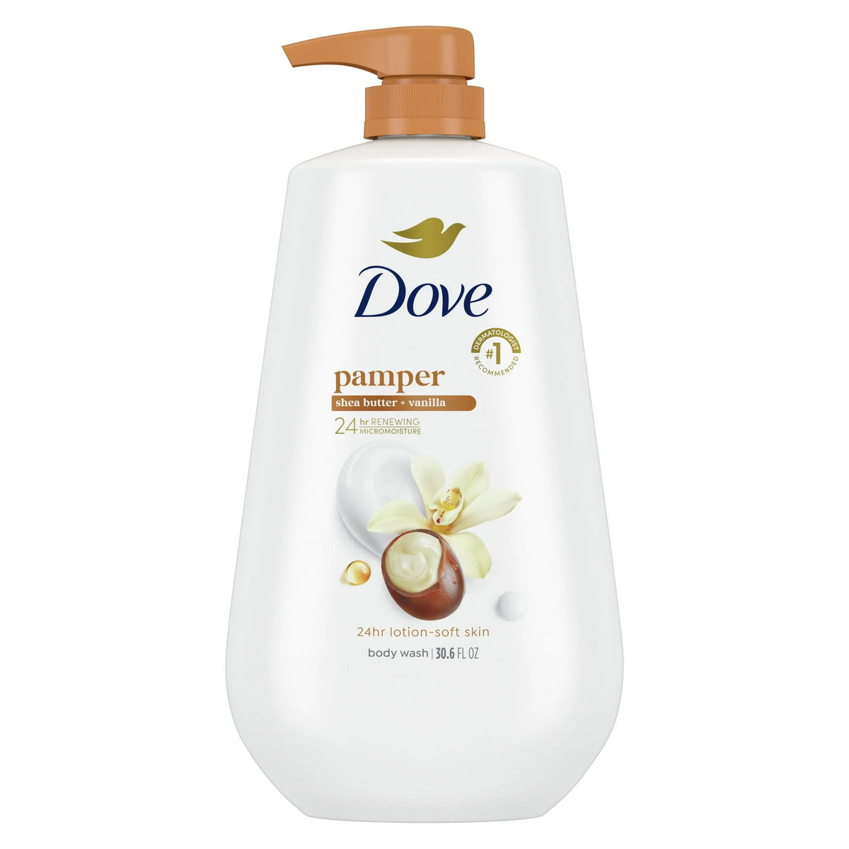 Dove Pampering Gentle Body Wash for Women Shea Butter &amp; Vanilla, 30 fl oz