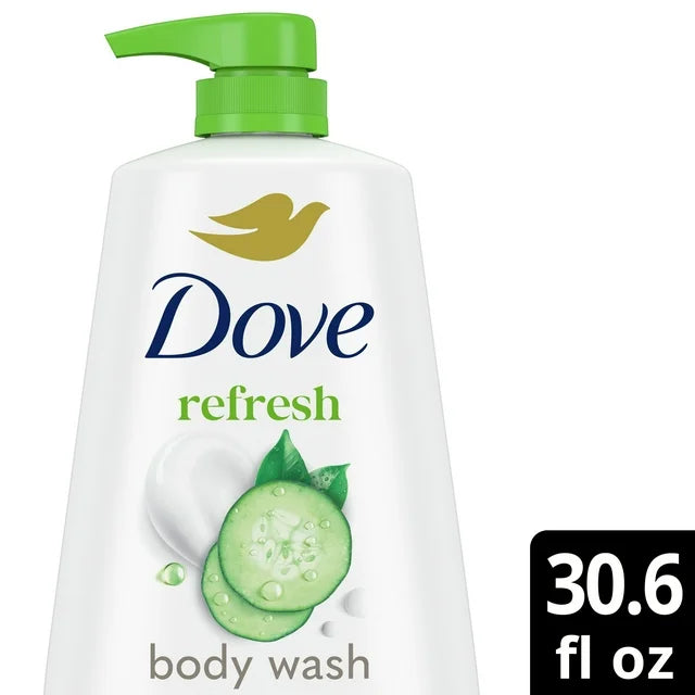Dove Body Wash for Women Moisturizing with Pump Refresh Cucumber and Green Tea with No Sulfates No Parabens 30.6 oz